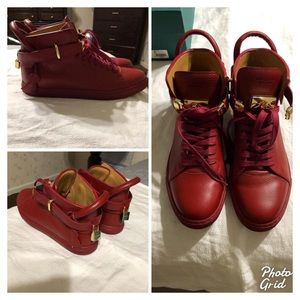 Buscemi High Top Red Leather Sneakers 100mm